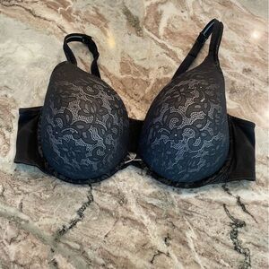 Cacique Bra 46DD Boost Plunge Lace Black Bra